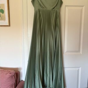 Abercrombie & Fitch Sage Green Pleated Maxi Dress